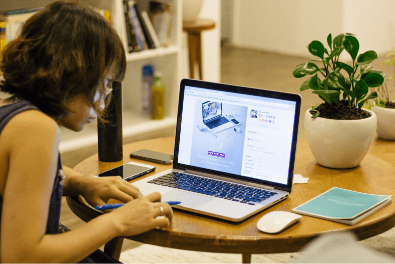 Woman studying with a laptop